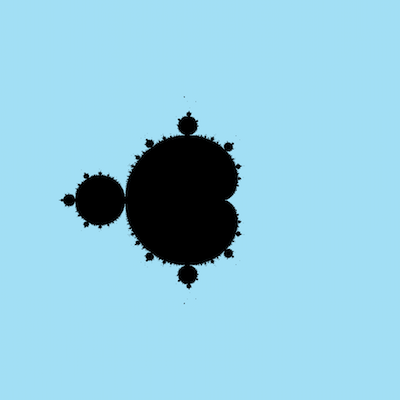 Fifth generated image: same thing, with points outside the set in light blue